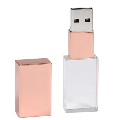 USB 2.0 Crystal Flash Drive - 4GB-128GB High-Speed Memory Stick, Wedding Gift & Photography Pendrive