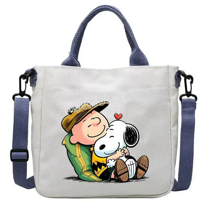 Snoopy Cartoon Canvas Tote Bag – Large Capacity Shoulder Crossbody Bag for Girls, Students & Gift