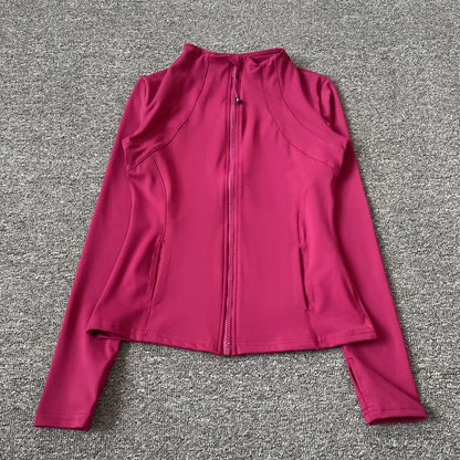 Quick Dry Stand-Up Collar Fitness Jacket for Women – Slim-Fit Zipper Yoga, Running & Cycling Top