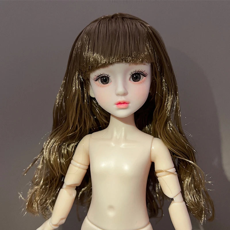 30cm 1/6 BJD Ball Jointed Doll – Starry Gray Eyes with Lolita Fashion Dress, DIY Toy Gift for Girls