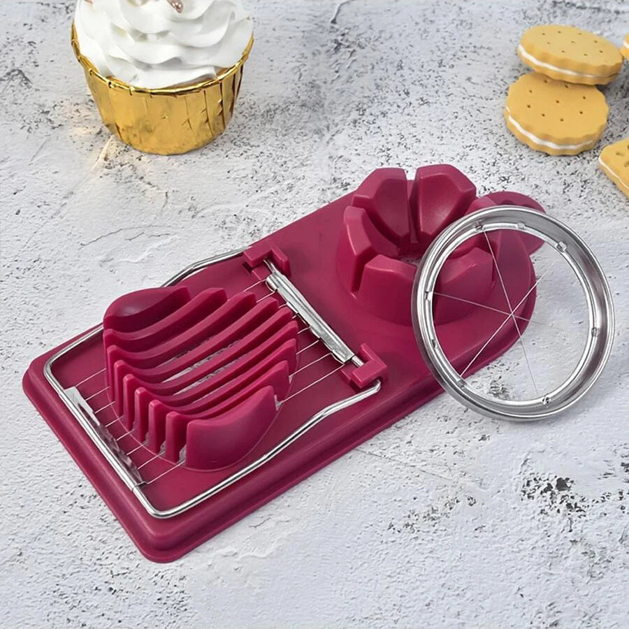 Multifunctional 2-in-1 Egg Cutter — PP Base with Stainless Steel Wire, High-Quality Hanging Kitchen Tool
