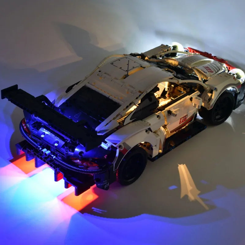 1580PCS Technical Electric Remote Control Car 911RSR – Lights & DIY Building Blocks, Compatible with 42096, Birthday Gift Toy for Kids