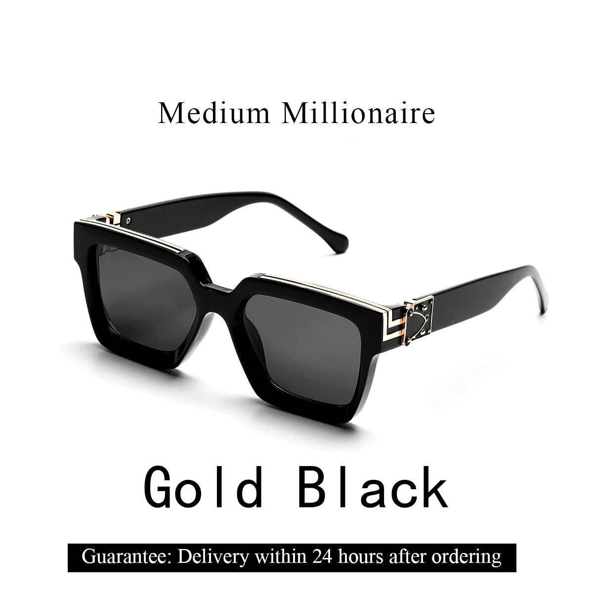 Ruiao Retro Black Millionaire Sunglasses – Luxury Square Designer Shades for Men & Women (2024)