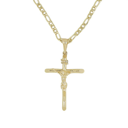Gold-Plated Chain with Jesus Pendant Cross Necklace – Religious Jewelry for Men & Women