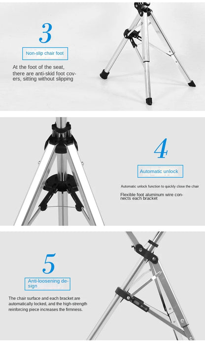 Multi-Functional Non-Slip Walking Stick with Seat – One-Key Foldable Crutch Chair, Triangular Bracing Elderly Hiking Pole Walker