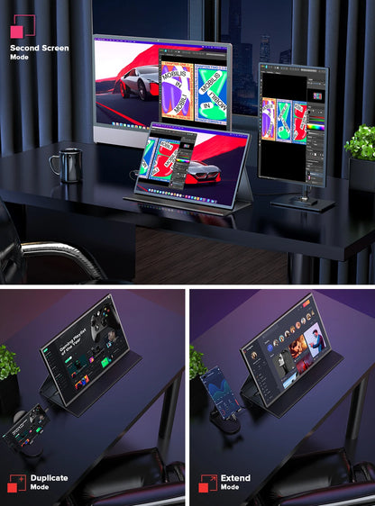 UPERFECT 16-Inch 2K Portable Monitor — 2560x1600, 16:10, 120Hz Gaming Display with 100% sRGB & 500Cd/m² for Xbox, PS5, Switch, Laptop & Mac