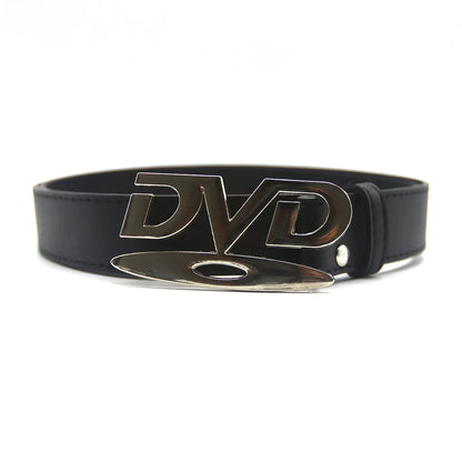 Unisex Vintage DVD Buckle Belt – Nostalgic Design Waist Strap for Jeans, Casual Fashion Belt for Men & Women