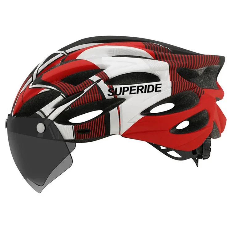 SUPERIDE Ultralight Cycling Helmet - In-Mold Road & MTB Bike Helmet with Magnetic Goggles & Sun Visor for Men & Women