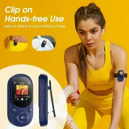32GB Bluetooth MP3 Music Player – Clip-On, Lossless Sound, FM Radio, Voice Recorder, Supports 128GB TF Card