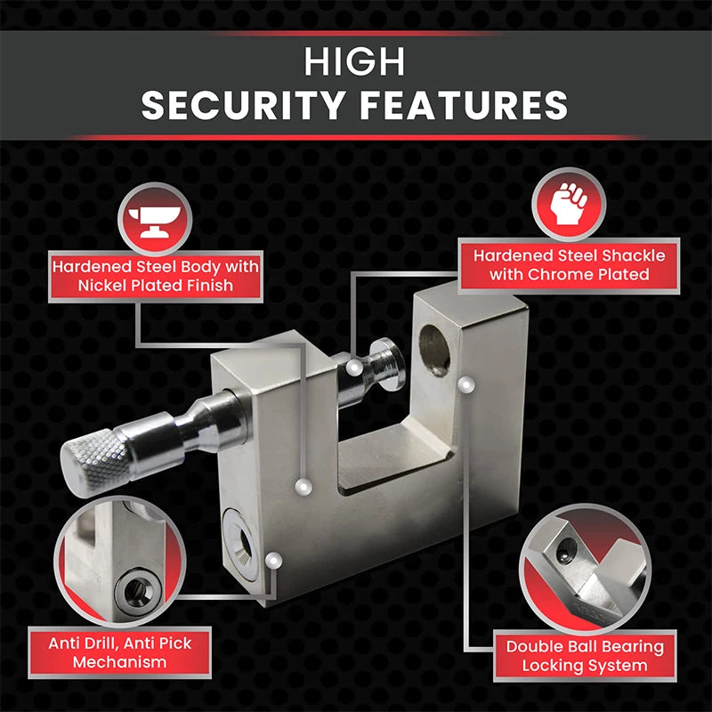 High Security Padlock with 3 Keys – Heavy Duty D-Shaped Lock for Garage Doors, Containers, Gates, and Warehouses