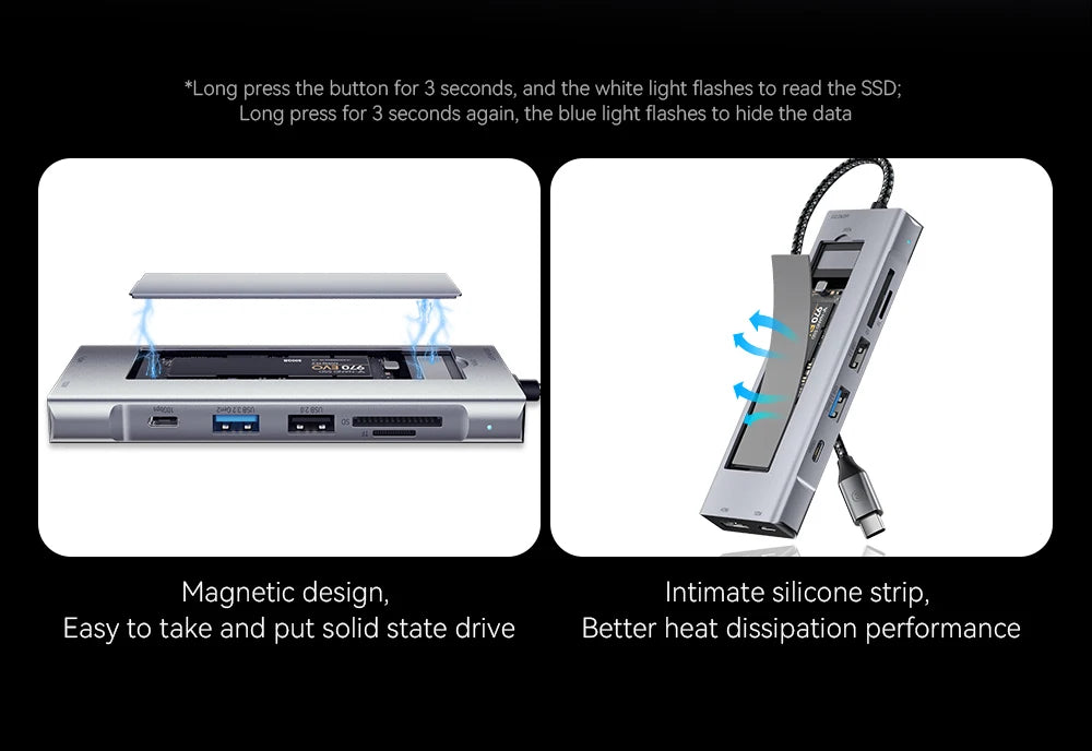 ESSAGER 8-in-1 USB-C Hub Dock Station — HDMI + Disk Storage | Compatible with MacBook Pro/Air M1 & M2