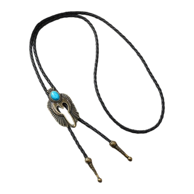 American Bolo Tie – Punk Vintage Metal Bird Stone Cowboy Hat Pendant, Western Necklace & Costume Accessories