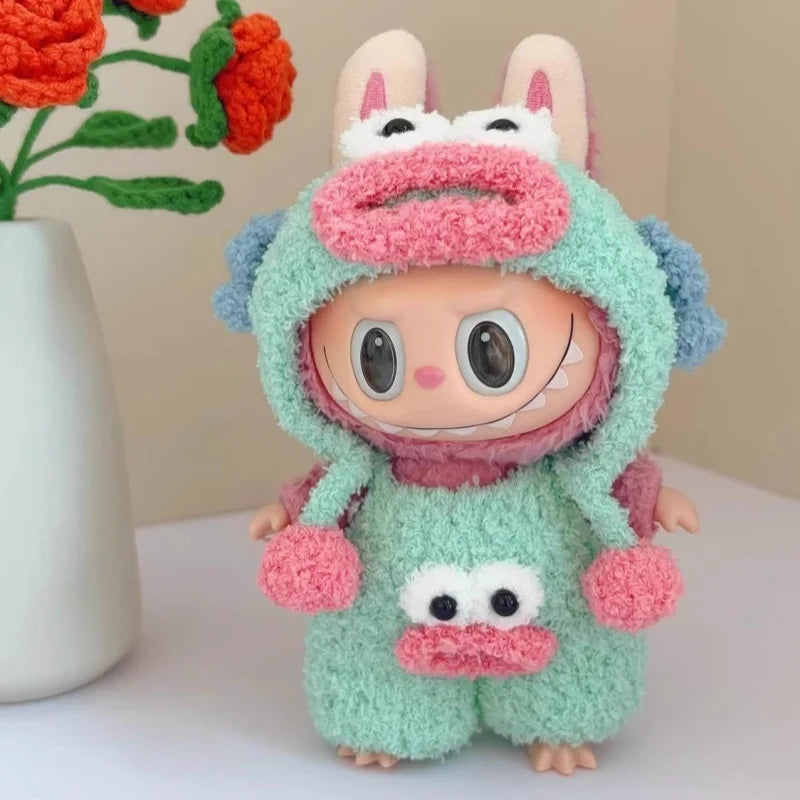 Labubu 17cm Heartbeat Macaron Monkey Toy – Stand-Up Dress-Up Jacket & Pants Suit