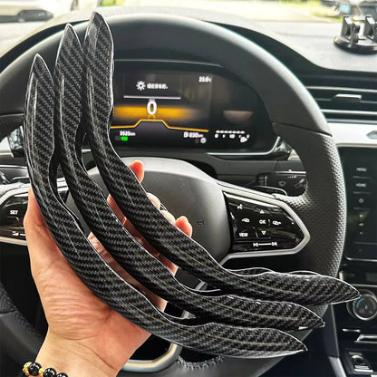 3-Piece Carbon Fiber Silicone Steering Wheel Cover Set – Non-Slip Round Wheel Protectors with Leather-Style Finish for Cars