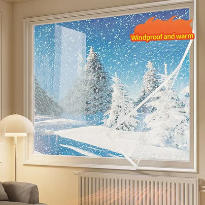 Winter Insulated Window Curtains – Thick Transparent Plastic, Windproof & Cold-Proof Sealing Screens