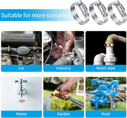 Adjustable 6mm-1400mm Hose Clamp — 304 Stainless Steel Fuel Line, Dryer Vent, Air Duct & Automotive Pipe Clip