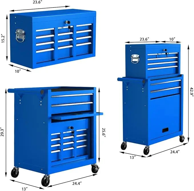 8-Drawer Rolling Tool Chest – Mobile Tool Box with Wheels, Garage Storage Cabinet