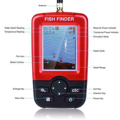 100M Portable Sonar Fish Finder – Echo Sounder with Fishing Lure, Alarm, and Transducer for Lake & Sea Fishing