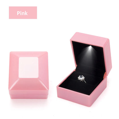 LED Jewelry Ring & Necklace Box — Luxury Velvet Display Case with Light for Engagement, Proposal & Wedding Gifts
