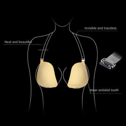 Reusable Silicone Sticky Bra - Backless Strapless Push-Up Wedding Lingerie with Invisible Nipple Covers, E Cup