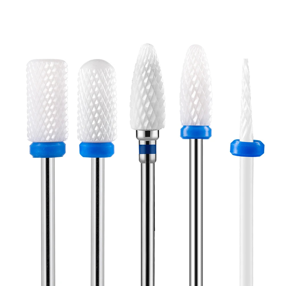 5PCS Ceramic Nail Drill Bit Set - Electric Milling Cutter Bits for Manicure & Pedicure Nail Machine Accessories