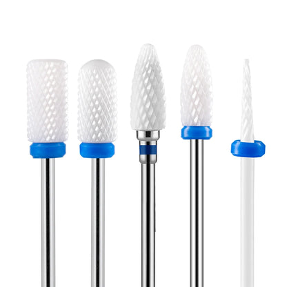 5PCS Ceramic Nail Drill Bit Set - Electric Milling Cutter Bits for Manicure & Pedicure Nail Machine Accessories