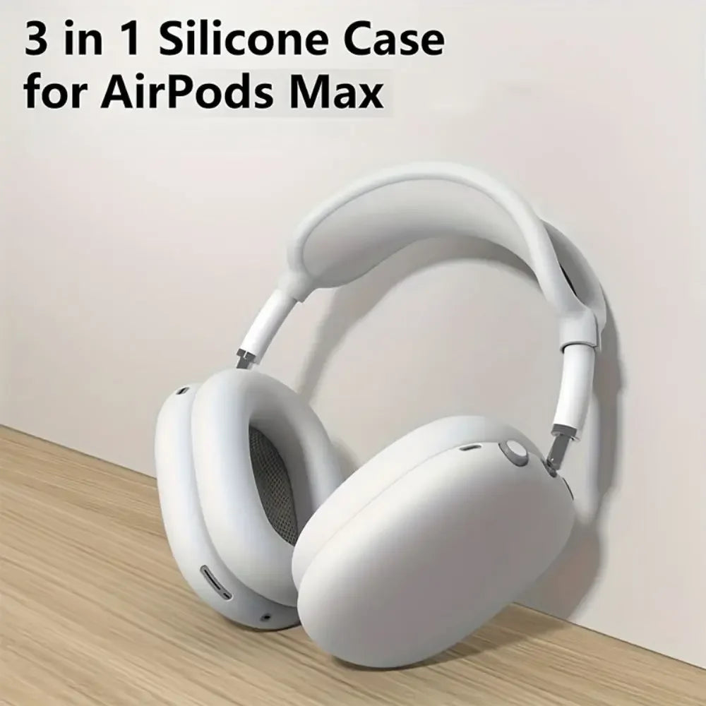 3-in-1 Soft Silicone Shockproof Case for AirPods Max – Anti-Scratch Headphones Skin Protector Cover