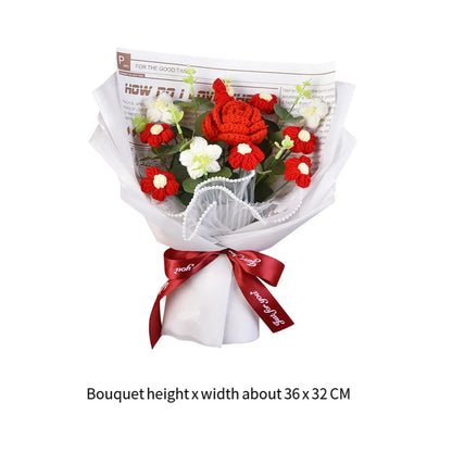 Knitted Flower Bouquet — Crochet Home Decor for Teacher’s Day, Birthday & Anniversary