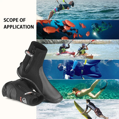 5mm Neoprene Dive Boots with Side Zipper – Wetsuit Boots for Men & Women, Snorkeling, Scuba Diving, Barefoot Beach Shoes