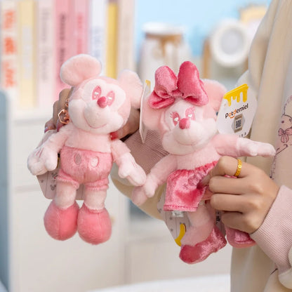 Disney Pink Mickey Minnie Stitch Plush Keychain - 19cm Kawaii Bag & Backpack Pendant Gift