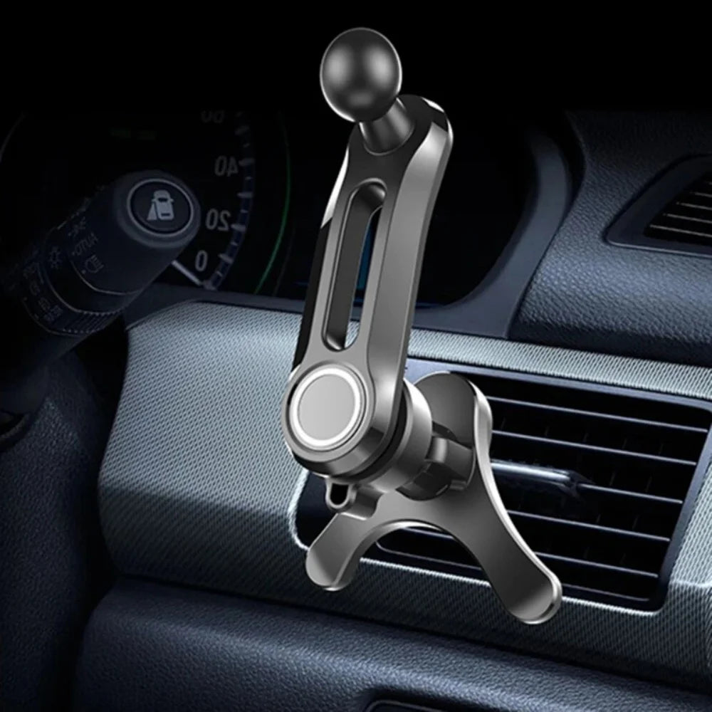 17mm Ball Head Car Phone Holder - 360° Rotatable Air Vent Clip Mount with Anti-Shake Y-Shaped Base