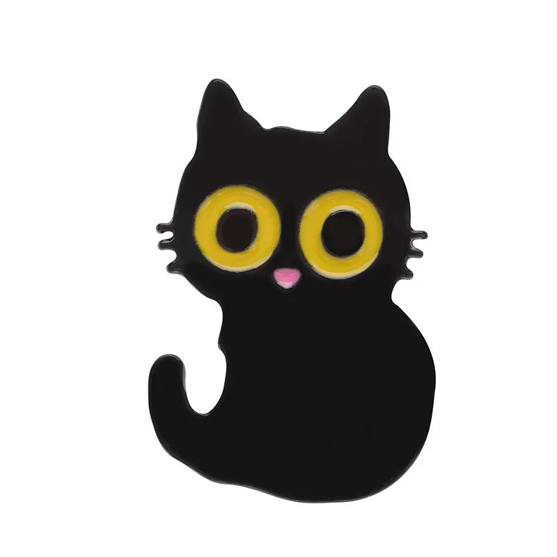 Cute Black Cat Enamel Pin – Tiny Cartoon Animal Metal Brooch Badge Jewelry Accessory Gift