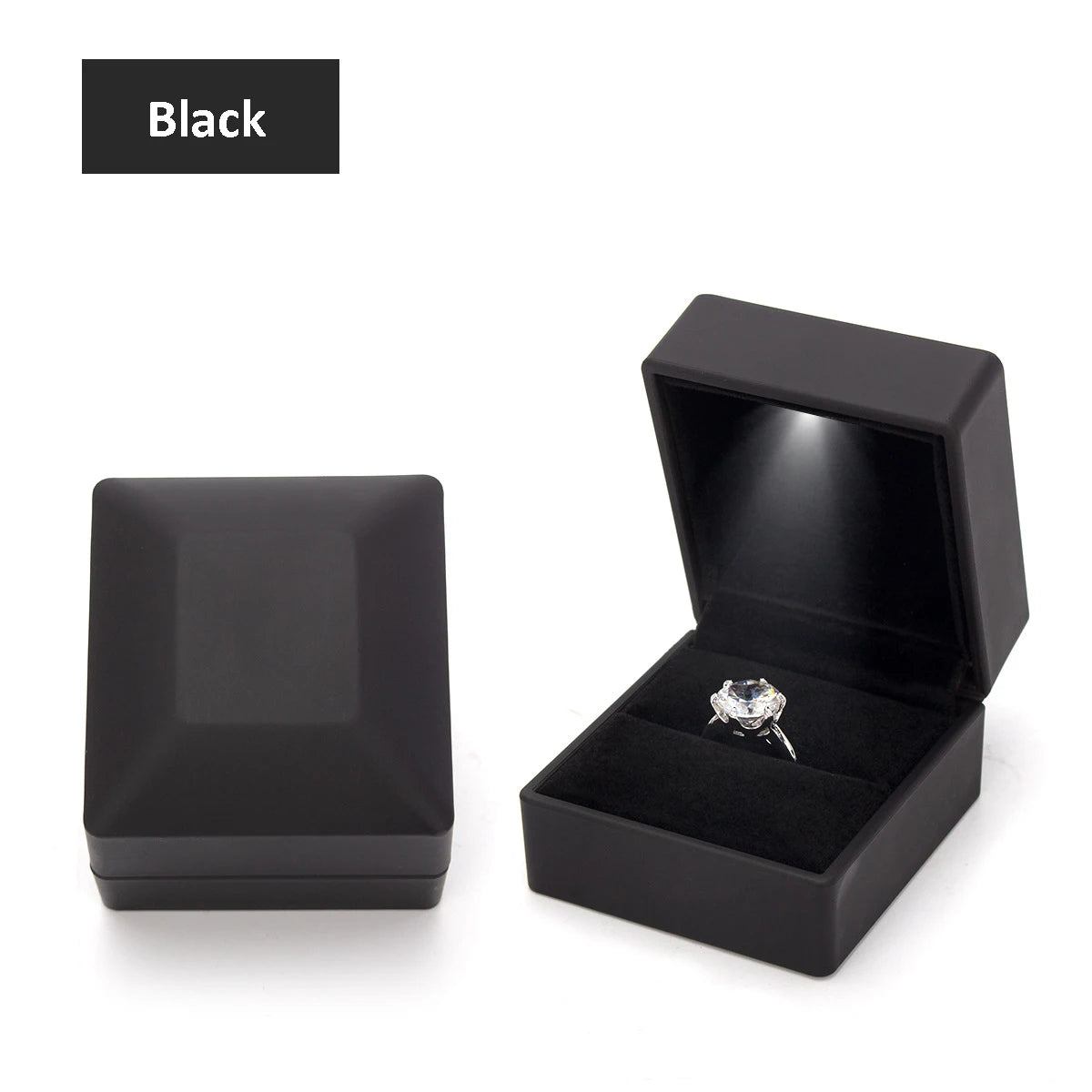 LED Jewelry Ring & Necklace Box — Luxury Velvet Display Case with Light for Engagement, Proposal & Wedding Gifts