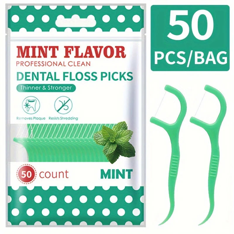 300PCS/150PCS/50PCS Mint Floss Sticks - Interdental Cleaning Tools for Fresh Oral Care