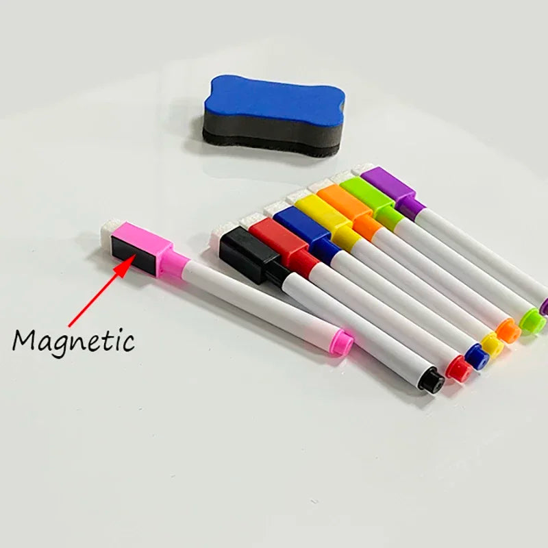 A2 Magnetic Dry Erase Whiteboard for Fridge – 23.6" x 16.5" Board with 8 Markers & Eraser