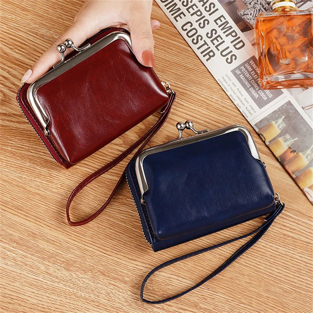 Women’s Fashion Wrist Strap Wallet – Retro Buckle Purse with Large Capacity & Multi Card Slots