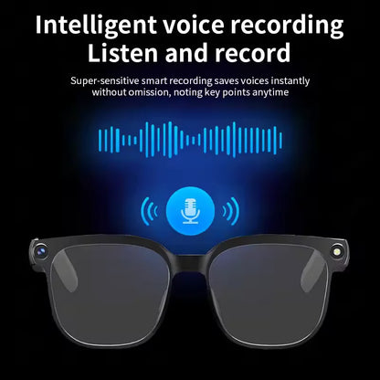 AI Smart Glasses - 800W HD Camera 1080P Video Recording 100+ Language Translation Bluetooth Music & Call Sunglasses