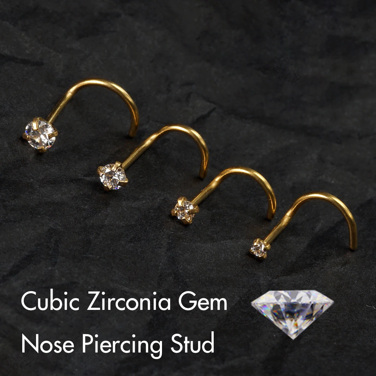 5PCS Stainless Steel Nose Ring Studs — Crystal Nostril Piercing Jewelry for Women & Girls, 1.5/2.0/2.5/3.0mm, 20G