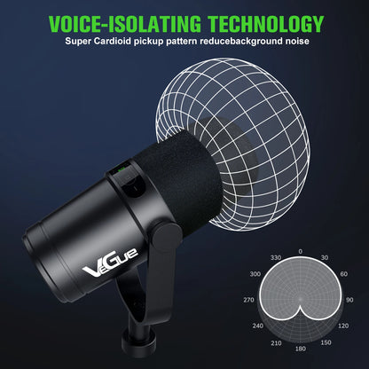 Professional USB/XLR Dynamic Microphone – VM70 Mic for Broadcast, Podcast & Recording Studio, Ideal for Music & Speech