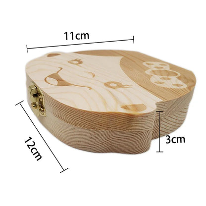 Multilingual Wooden Baby Tooth Box | Spanish/Dutch/French/German | Kids Milk Teeth Organizer & Souvenir Keepsakes
