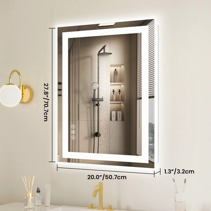 36"x24" LED Bathroom Vanity Mirror – Wall-Mounted Tempered Glass with Front & Backlight, Memory Function for Living Room