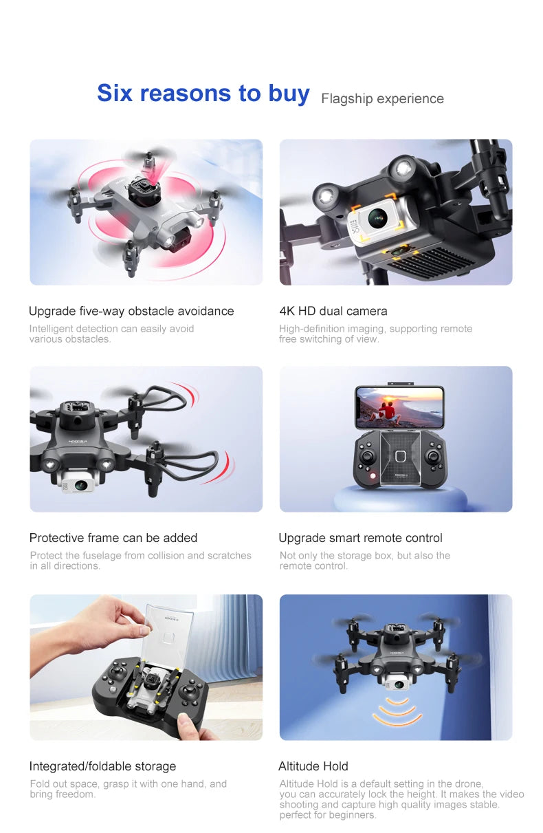 4DRC V30 Mini Drone – 4K/1080P HD Camera FPV RC Quadcopter with 5-Sided Obstacle Avoidance, Toy Gift Helicopter