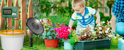 Solar Drip Irrigation System Kit – Automatic DIY Garden Watering Timer with Display Screen for Plants & Travel Use