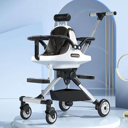 Lightweight Twin Baby Stroller - Foldable Double Seat High-View Carriage with Adjustable Handle
