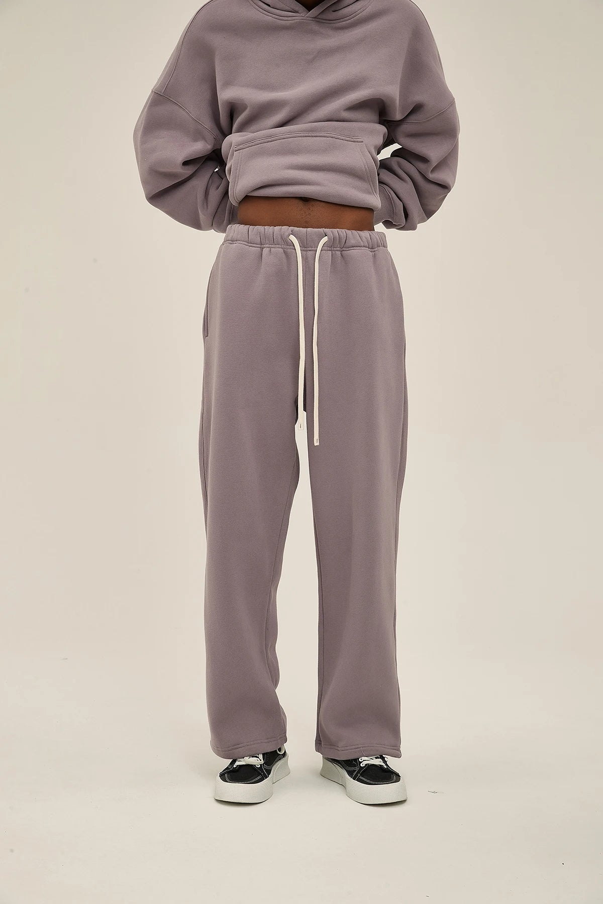 Straight-Lined Solid Color Cashmere Sweatpants – Soft Cozy Lounge Pants