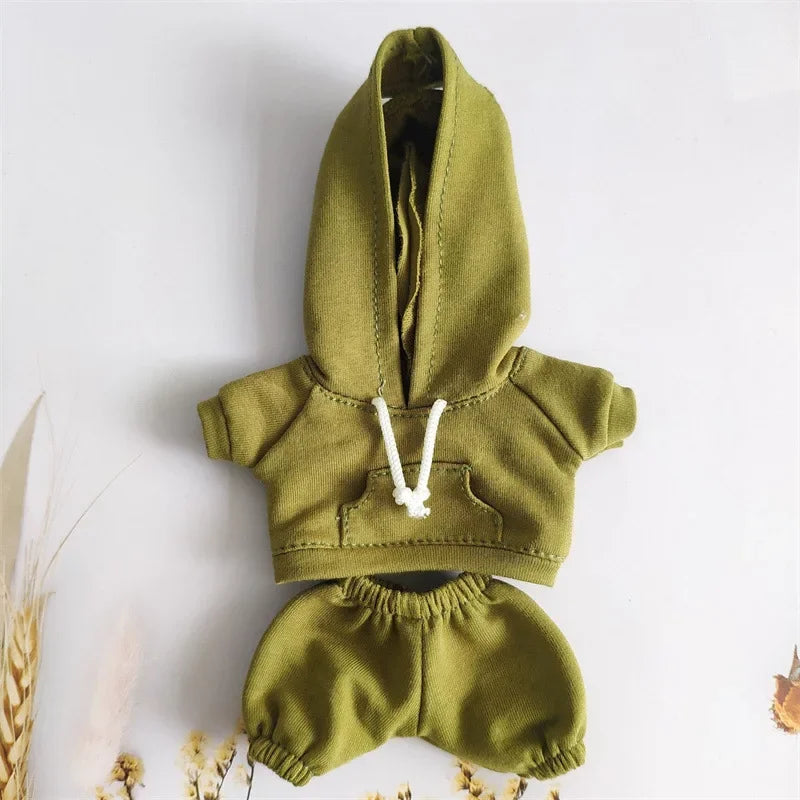 17cm Labubu Doll Outfit Set – Black Hoodie Sweatshirt & Pants, DIY Gift for Dolls