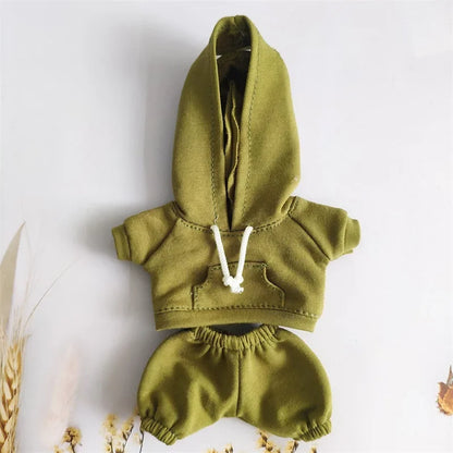 17cm Labubu Doll Outfit Set – Black Hoodie Sweatshirt & Pants, DIY Gift for Dolls