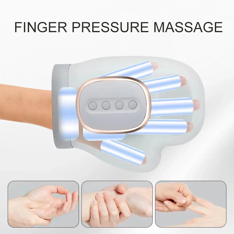Electric Hand Massager Gloves - Portable Air Compression, Vibration and Heat Therapy for Hands, Fingers and Wrists
