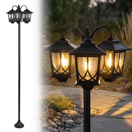 73-Inch Solar Outdoor Light Pole – Dusk-to-Dawn, Metal Construction, Semi-Recessed Installation