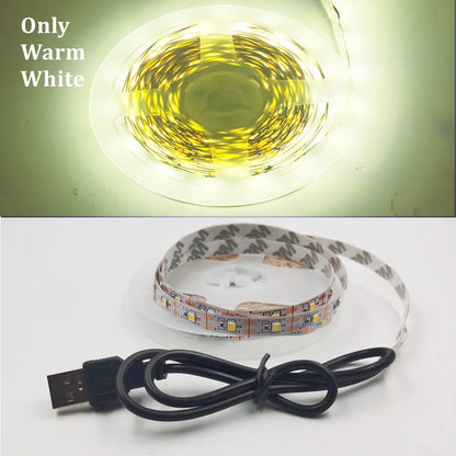 5M USB LED Strip Light - 5V SMD 3528 Waterproof Ribbon Light for Cabinets, Ceilings & Home Decor